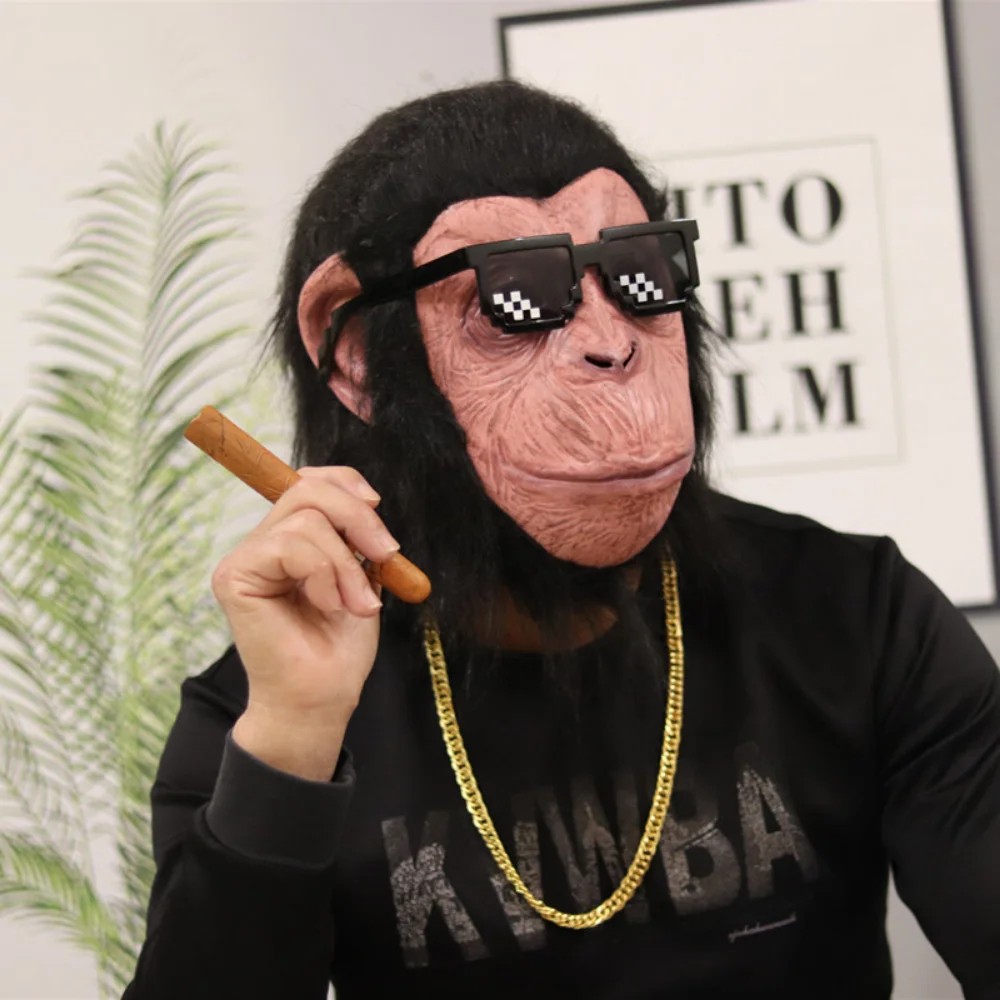 simpansmaska monkey face sílikon latex gríma fyrir höfuð