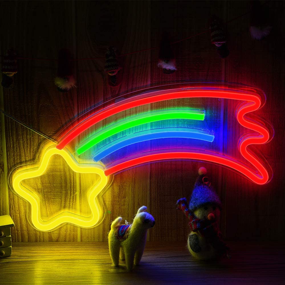 neon halastjörnu glóandi LED lógó halastjörnu