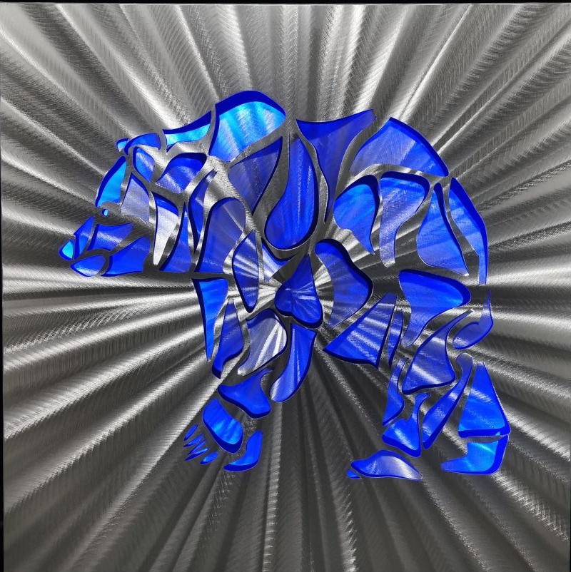 ísbjörn - LED abstrakt málmmálverk 3D ál