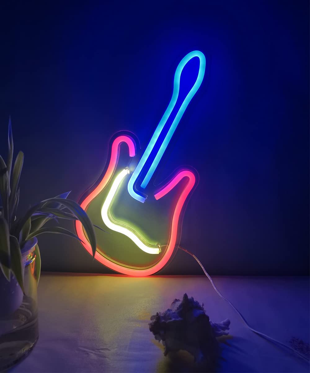 glóandi gítar á vegg - LED neon