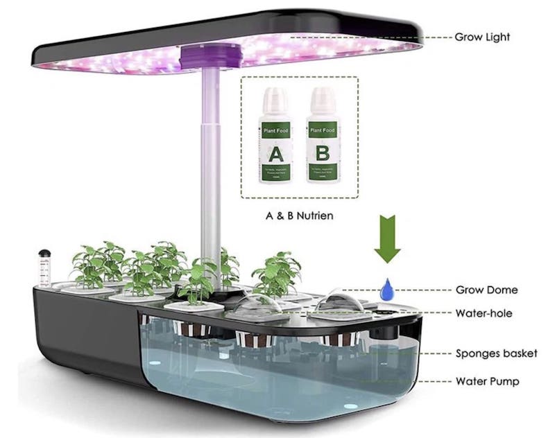 LED GROW lampi (hydroponics) til að rækta plöntur - Sett með 12 hylkjum